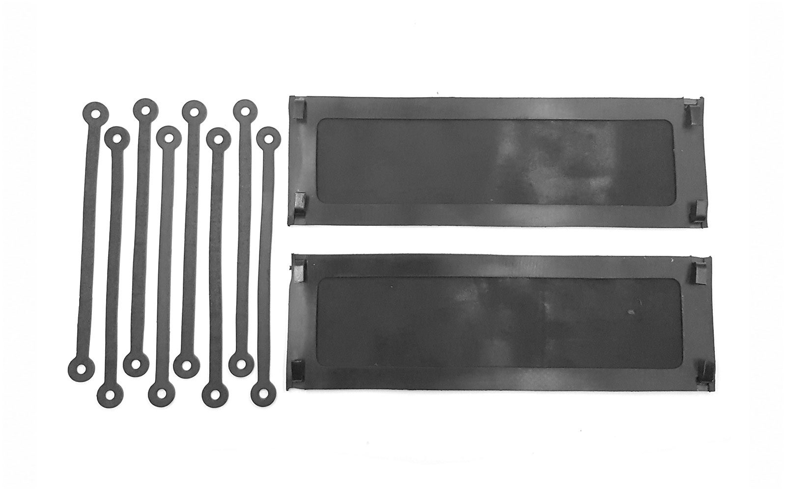 Two trade plate holders with eight rubber fixing straps