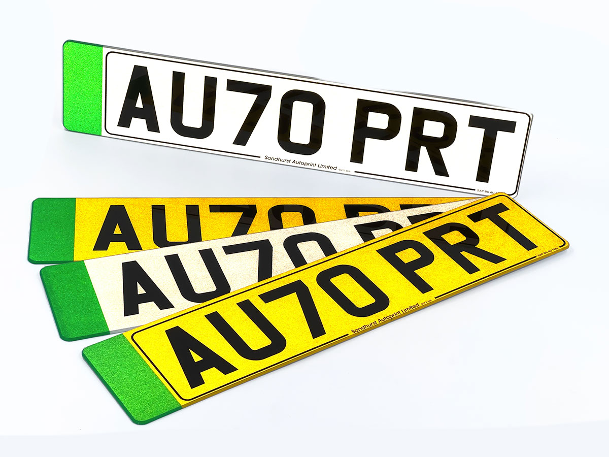A pair of standard oblong front and rear number plates
