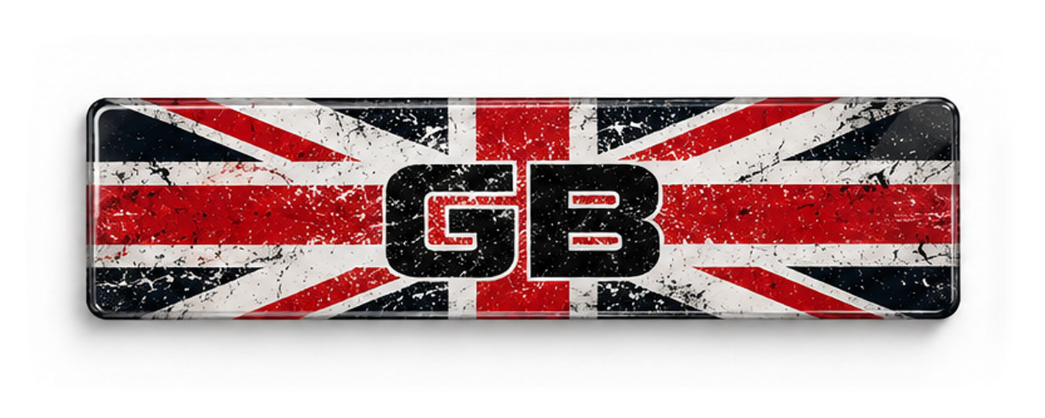 Distressed Union flag show plate with GB lettering